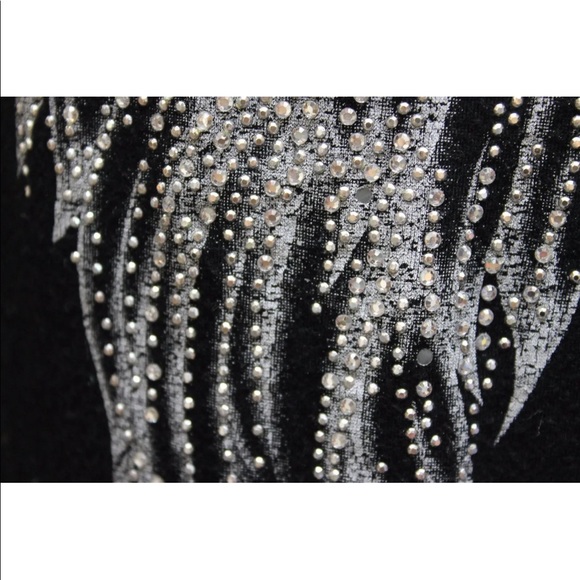 S12 Black 3D Metal Crystallize Women Over Piece Wings Blouse Black USA Med Wrap - Picture 11 of 12